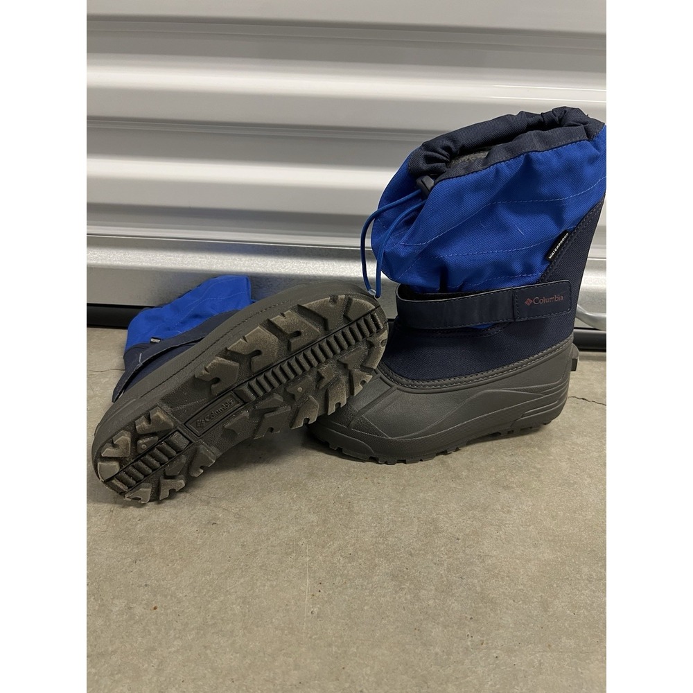 Columbia Snow Boots Powderbug Plus II Waterproof Winter Blue Boys Youth Size 3 - Picture 2 of 7